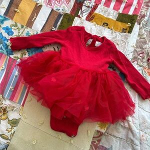 Red Dress with Tulle skirt